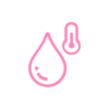 Ein rosa Icon zeigt einen stilisierten Wassertropfen mit einem daneben stehenden Thermometer.