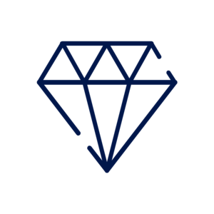 Eine minimalistische Diamant-Symbolgrafik.