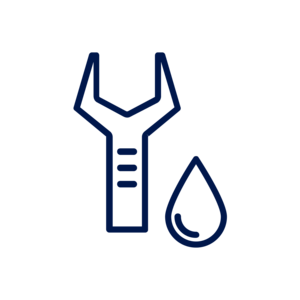 Ein Icon zeigt einen Schraubenschlüssel neben einem Wassertropfen.